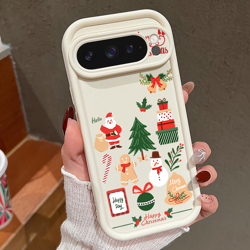 Google Pixel 9 Pro - Happy Christmas Pattern Soft TPU Phone